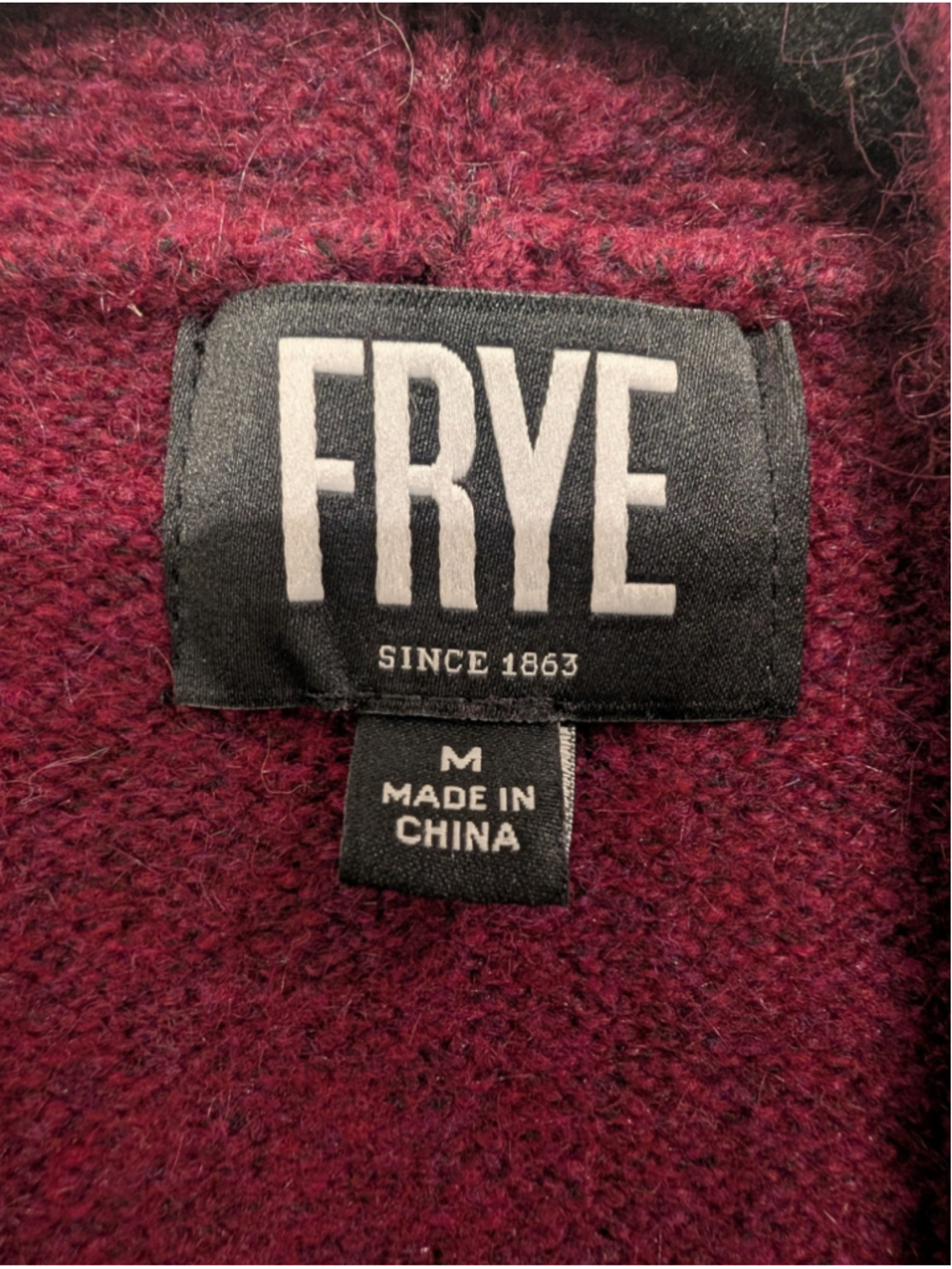 FRYE Women Med Burgundy Southwestern Aztec Fair Isle Open Front Cardigan Sweater - Picture 2 of 7